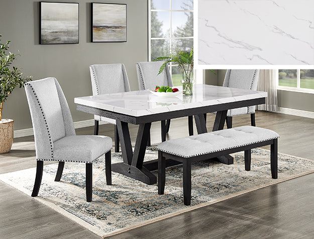 VANCE DINING W/ BENCH,DOVE GRAY