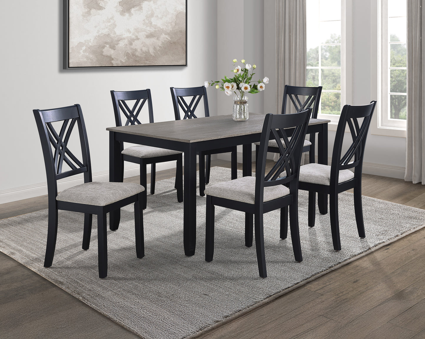 ELOISE 7-PK DINETTE SET LIGHT GREY