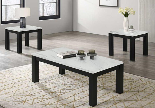 IVY 3PK FAUX MBL WHITE COCKTAIL SET