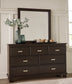 Covetown California King Panel Bed with Mirrored Dresser, Chest and Nightstand