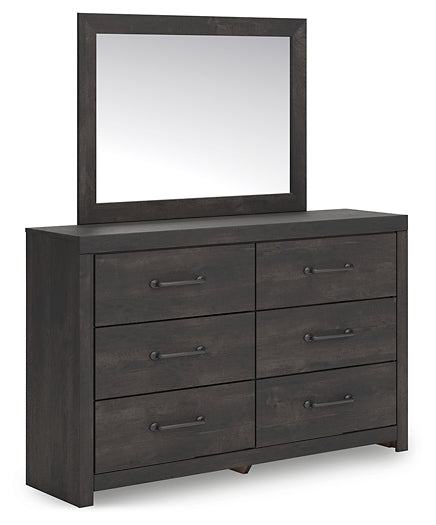 Hollivern Twin Panel Storage Bed with Mirrored Dresser
