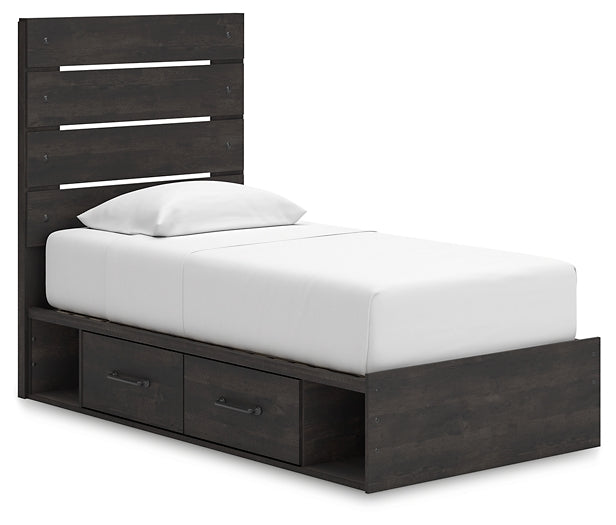 Hollivern Twin Panel Storage Bed with Mirrored Dresser
