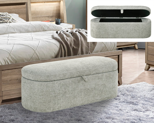 PHILIPA STORAGE BENCH-L.GREY TWEED