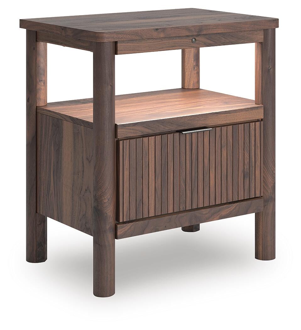 Pamytta Full Upholstered Panel Platform Bed, Dresser, Mirror, Chest and Nightstand