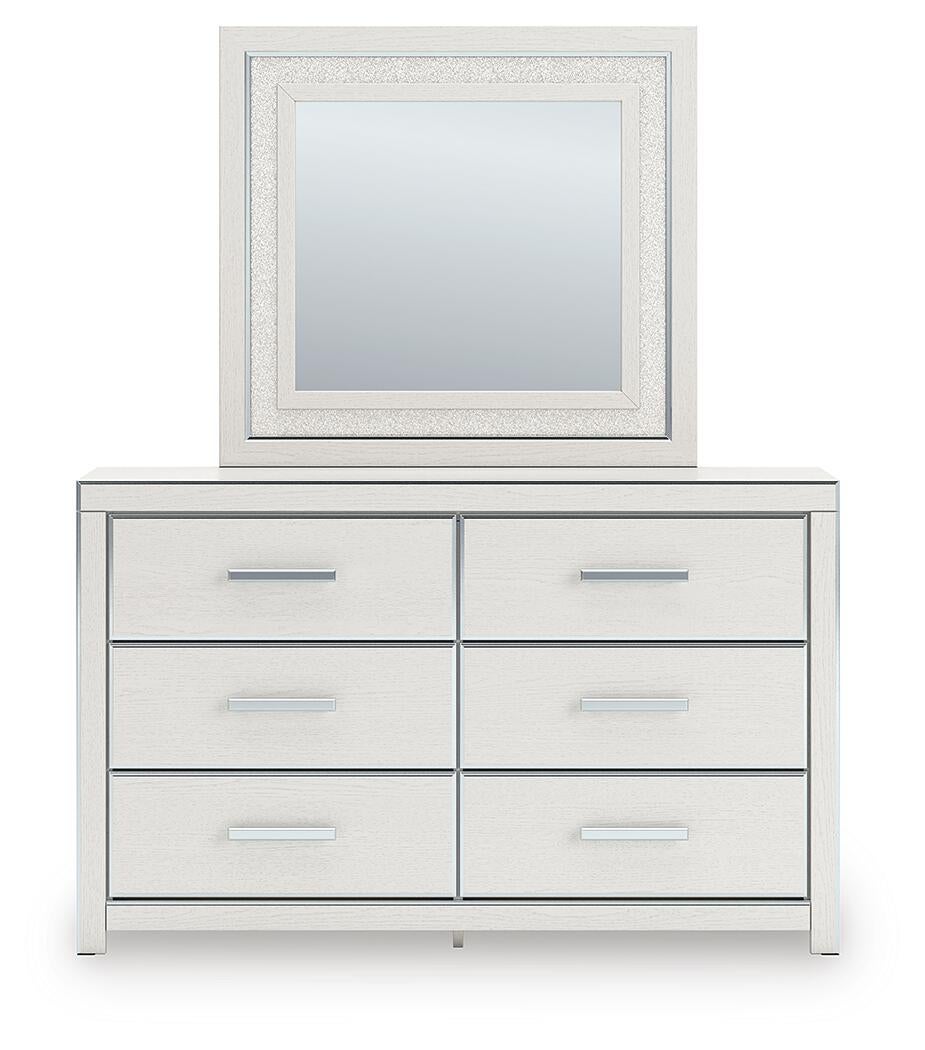 Zuraleus King Upholstered Panel Platform Bed, Dresser and Mirror