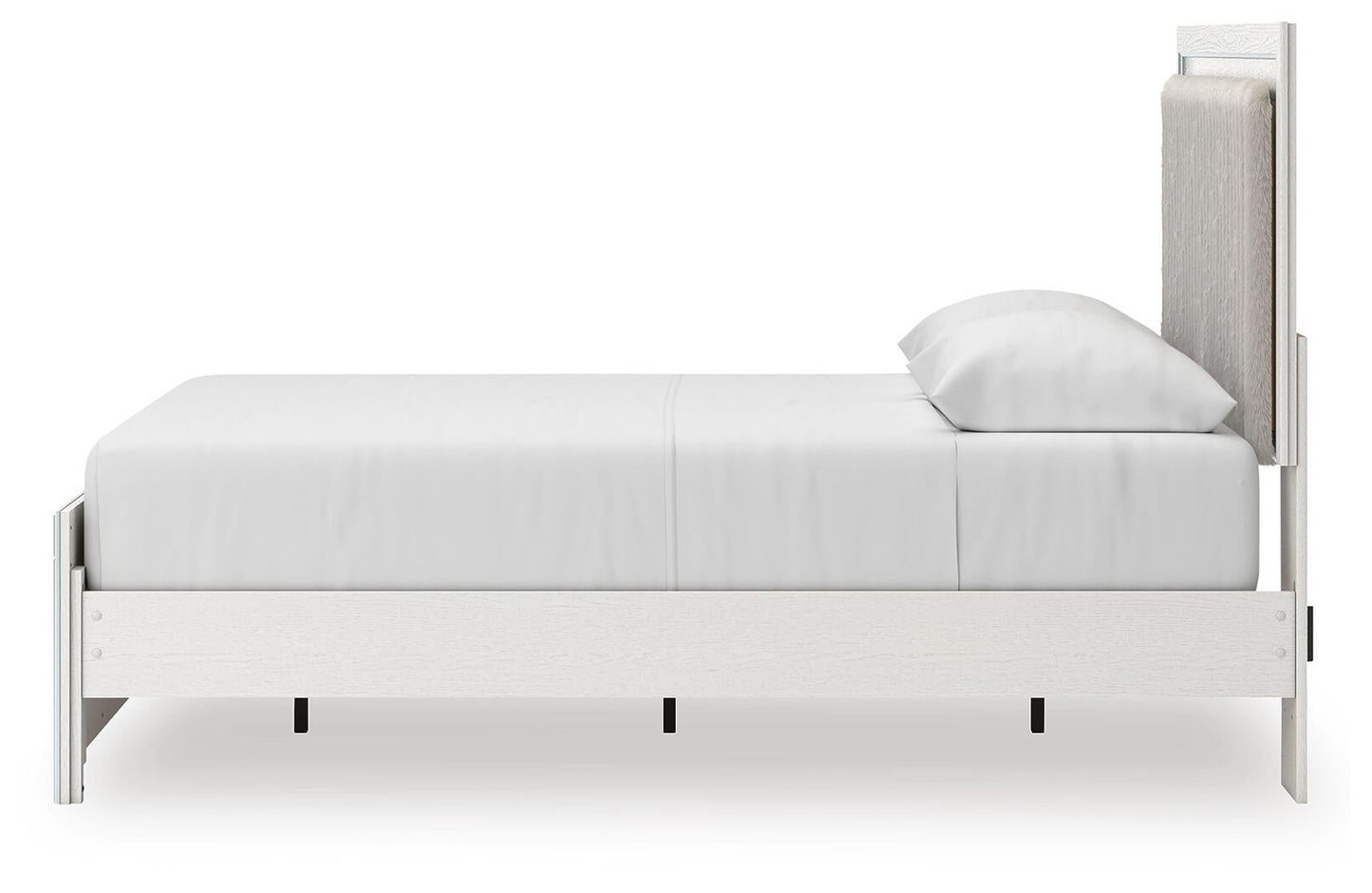 Zuraleus Queen Upholstered Panel Platform Bed, Dresser and Mirror