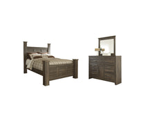 Load image into Gallery viewer, Juararo Queen Poster Bed with Mirrored Dresser
