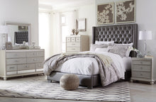 Load image into Gallery viewer, Coralayne California King Upholstered Bed with Mirrored Dresser, Chest and Nightstand
