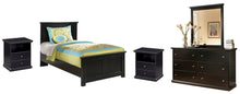 Load image into Gallery viewer, Maribel Twin Panel Bed with Mirrored Dresser and 2 Nightstands
